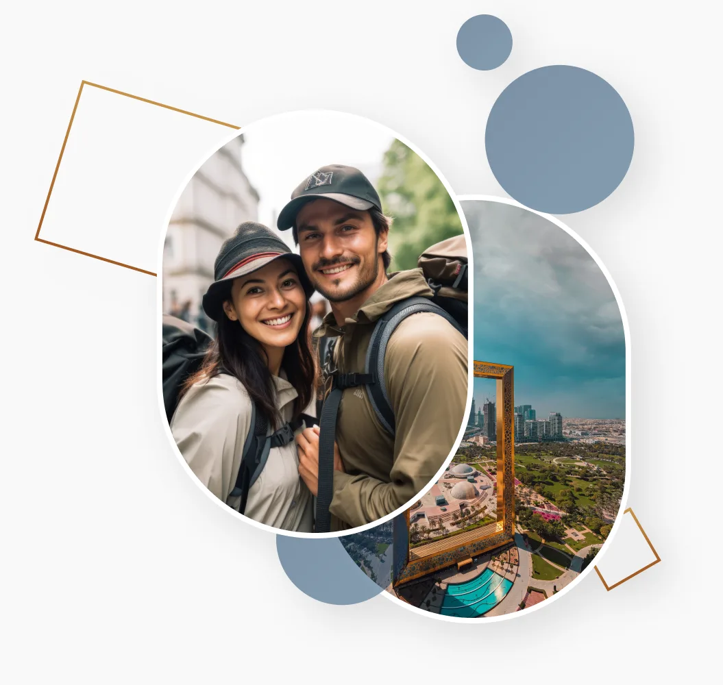Happy travellers exploring Dubai