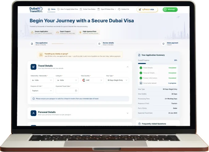 Dubai Transit e-Visa website — Fill Dubai Visa Application Form