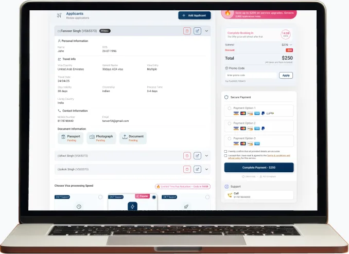 Dubai Transit e-Visa website — Pay Visa Fee